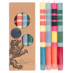 Mixed Set Reds, Oranges & Blues Striped Eco Dinner Candles, 4 Per Pack