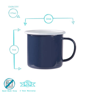 Coloured Enamel Mug - 375ml - Navy