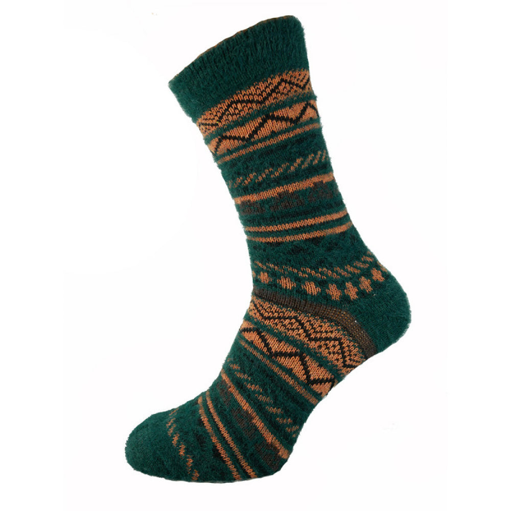 Green Patterned Wool Blend Men's Socks Size 7-11