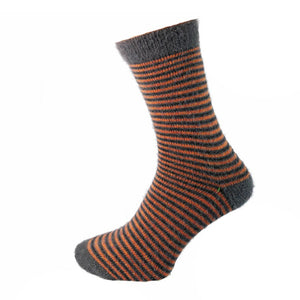 Dark Grey and Orange Stripe Wool Blend Men's Socks Size 7-11