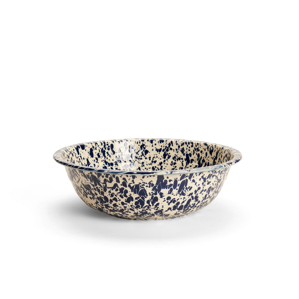 Enamel Splatter Basin/ Bowl 12.25"- Navy and Cream