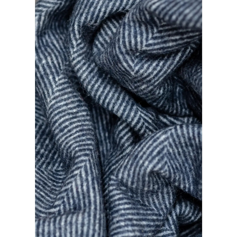 Recycled Wool Knee Blanket in Navy Herringbone