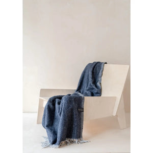 Recycled Wool Knee Blanket in Navy Herringbone