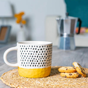 Mustard Dipped Ceramic Dots Mug