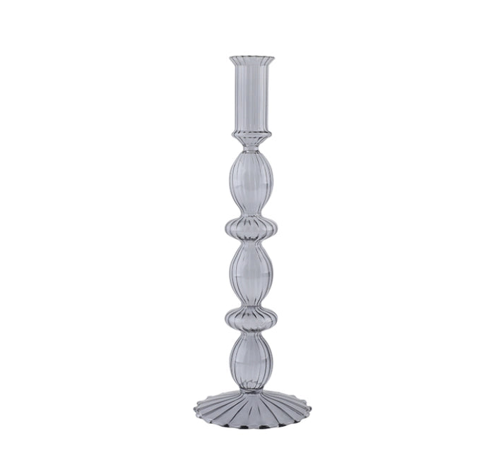 Nordic Glass Candlestick - Grey