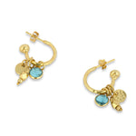 Nori Hoop Gold Earrings - Blue Topaz
