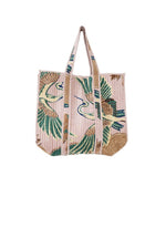 Crane Large Velvet Tote Bag - Plaster Pink