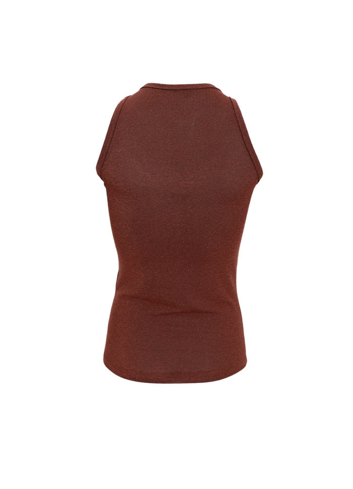 Faye Lurex Strap Top - Coffee