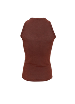 Faye Lurex Strap Top - Coffee
