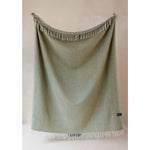 Recycled Wool Blanket in Olive Herringbone