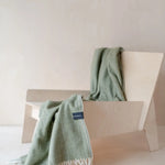 Recycled Wool Knee Blanket in Olive Herringbone