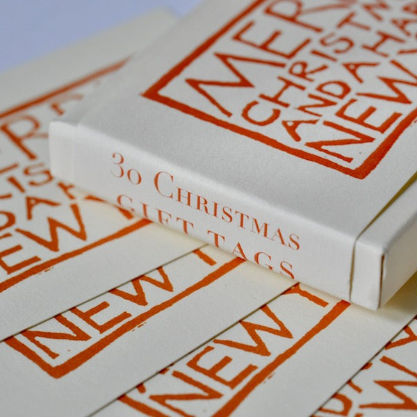 Box of 30 Christmas Gift Tag Cards: Orange