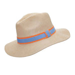 Panama Hat - Natural Paper with Orange / Grey Band