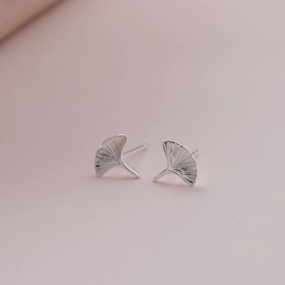 Terrarium Bottle 'Best Wishes' Gingko Leaf Earrings - Silver