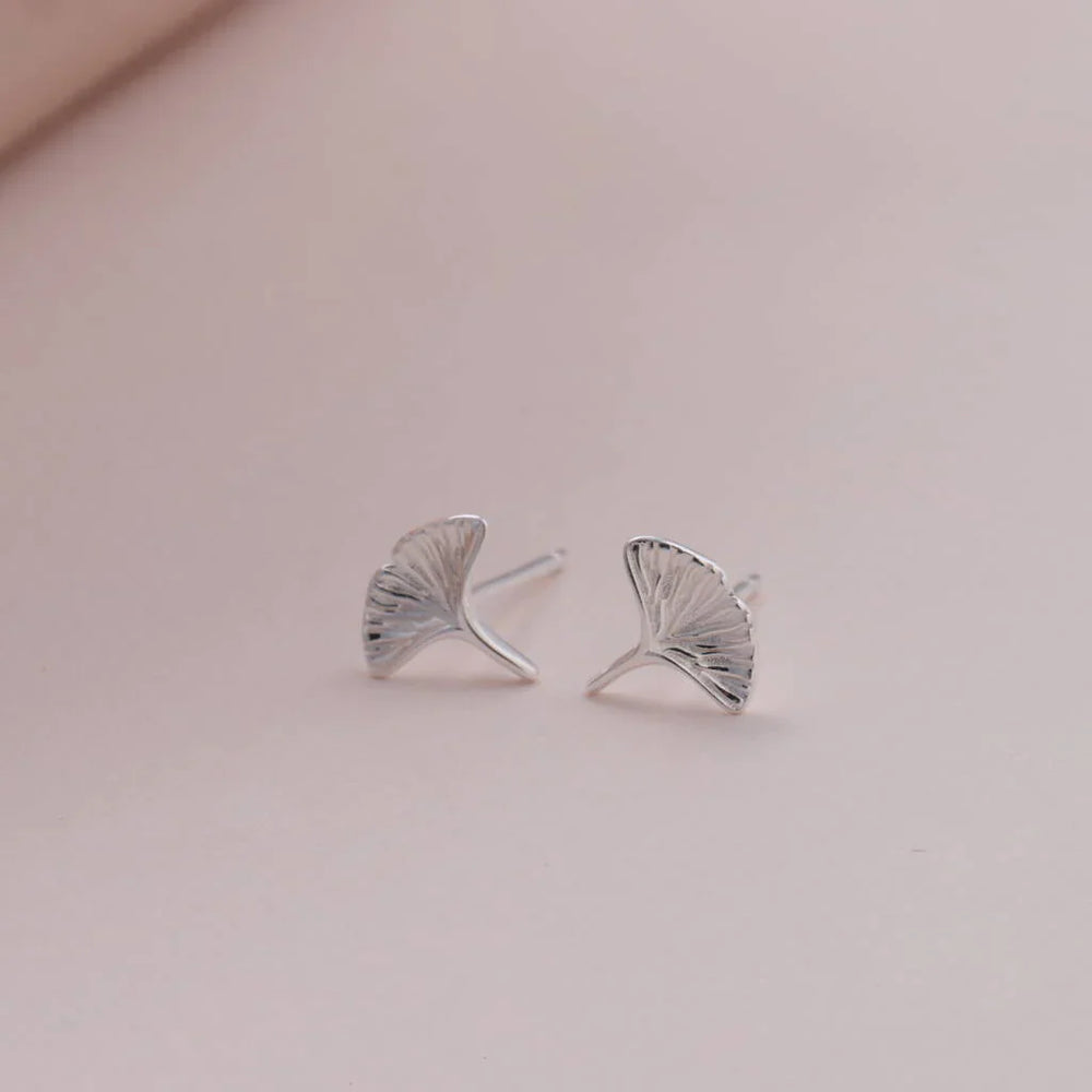 Terrarium Bottle Gingko Leaf Earrings - Silver