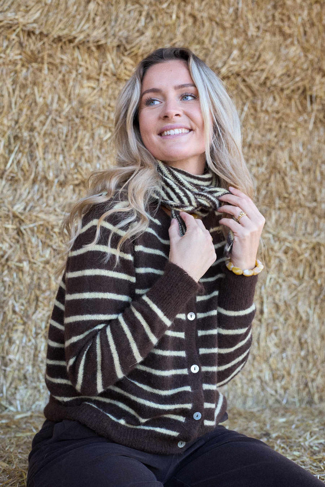 Dell Striped Mini Scarf - Mocca