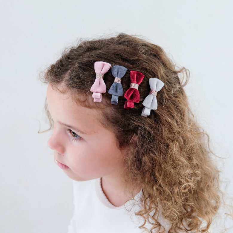 Velvet Christmas Bow Clips