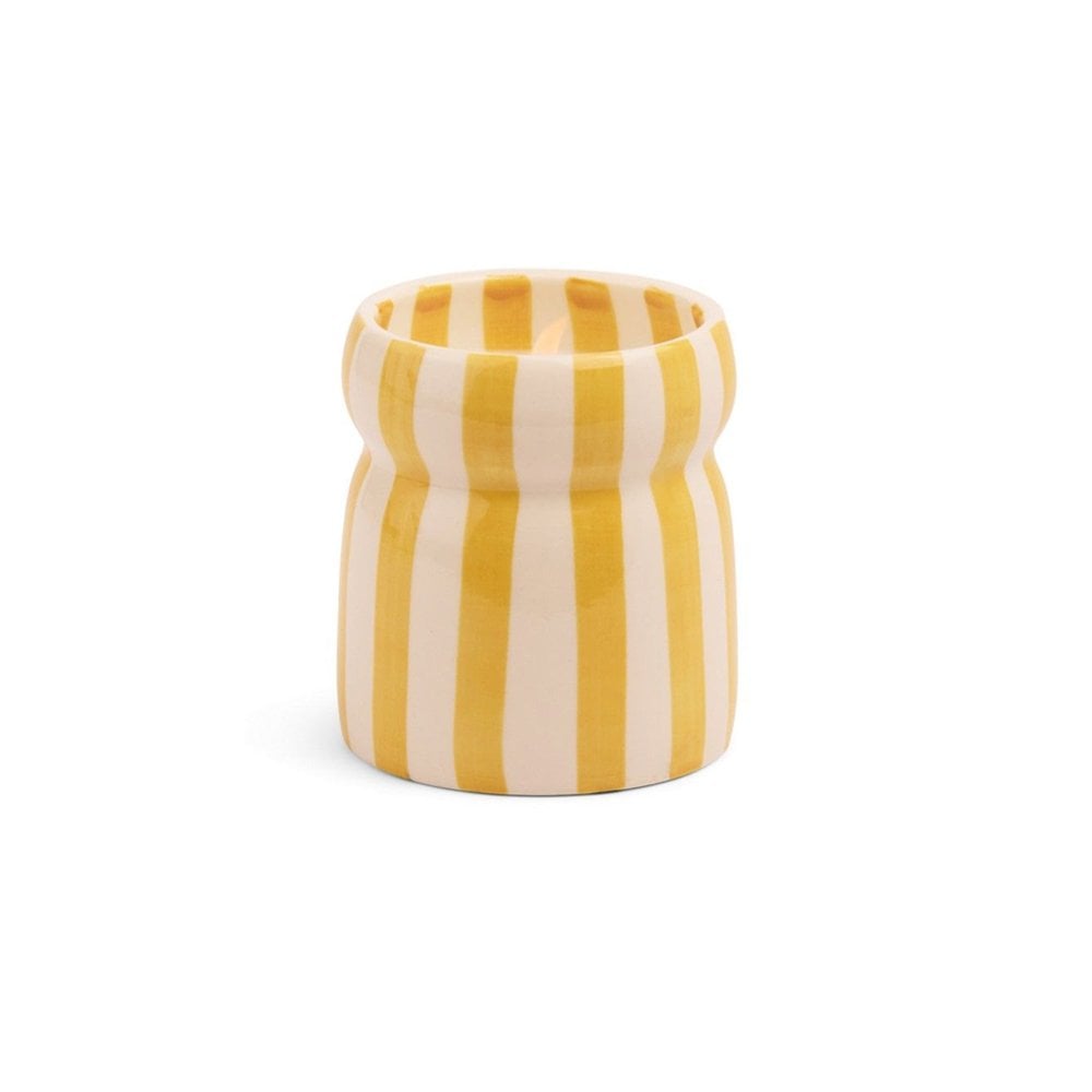 Paddywax Cabana 6.5oz/184g Ochre Striped Ceramic Candle - Gold Coast Boxed