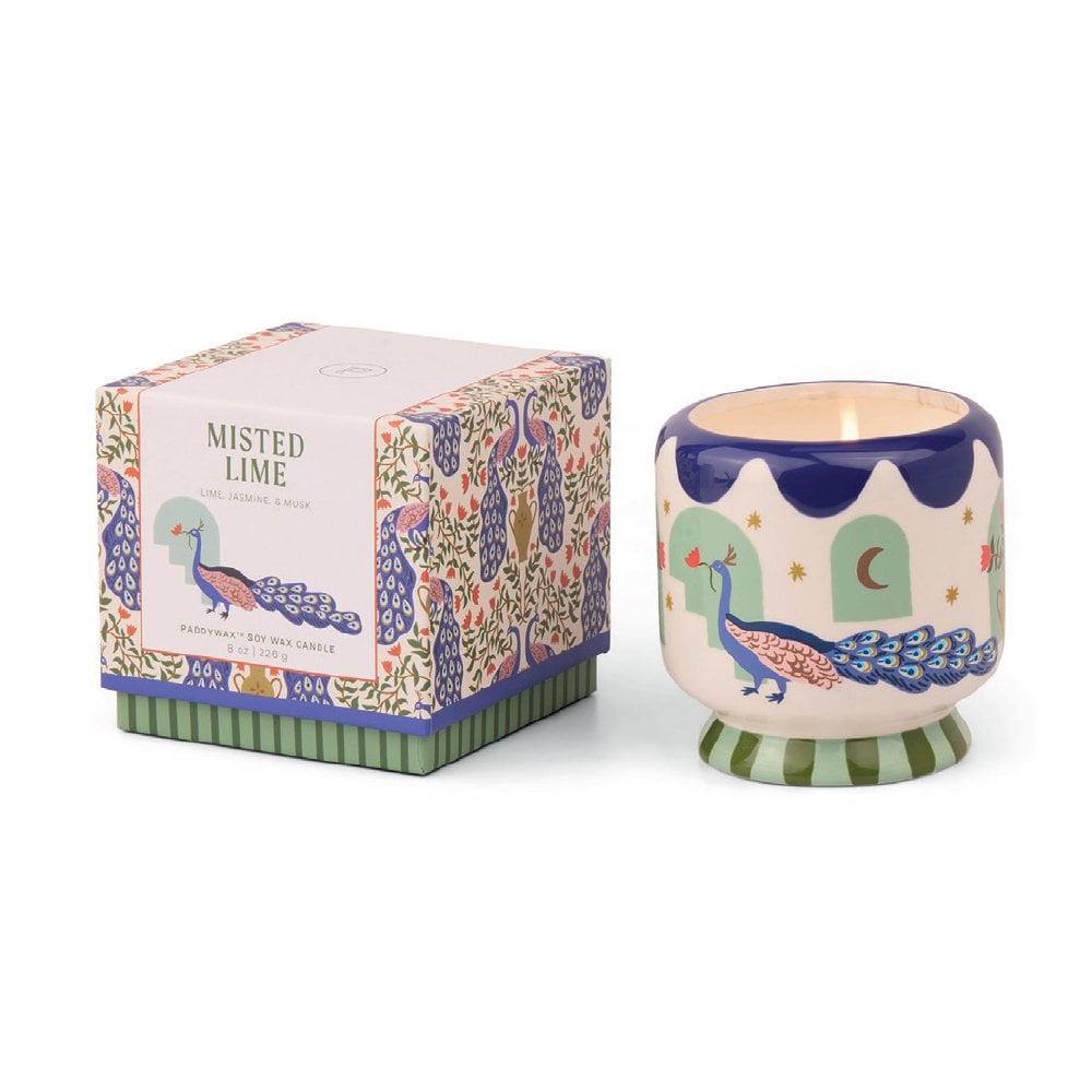 Paddywax A Dopo 8oz/226g Peacock Ceramic Candle - Misted Lime