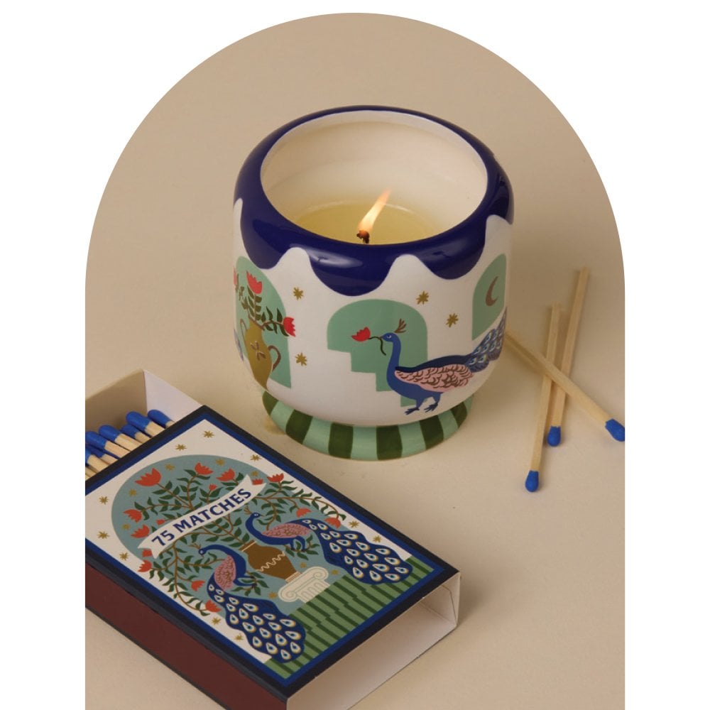 Paddywax A Dopo 8oz/226g Peacock Ceramic Candle - Misted Lime