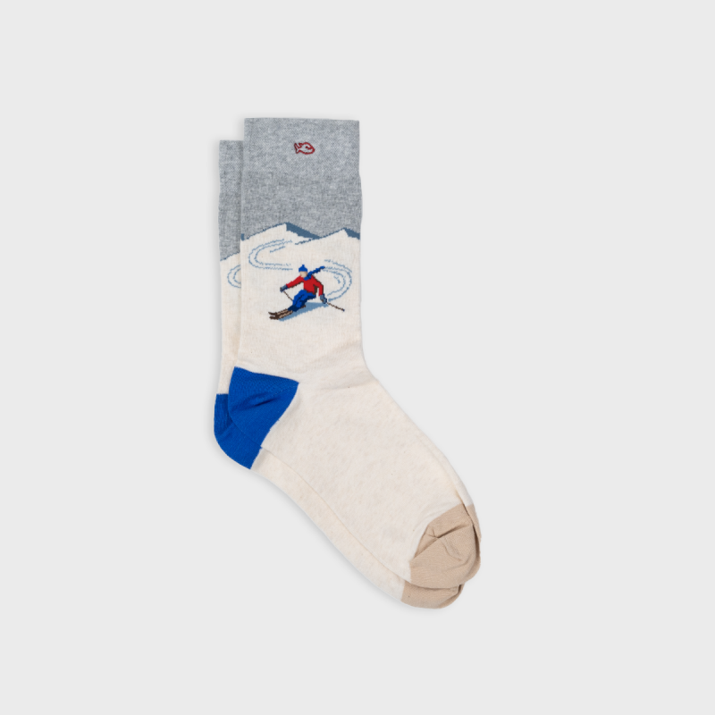 Men's Combed Cotton Patterned Socks - Skier
