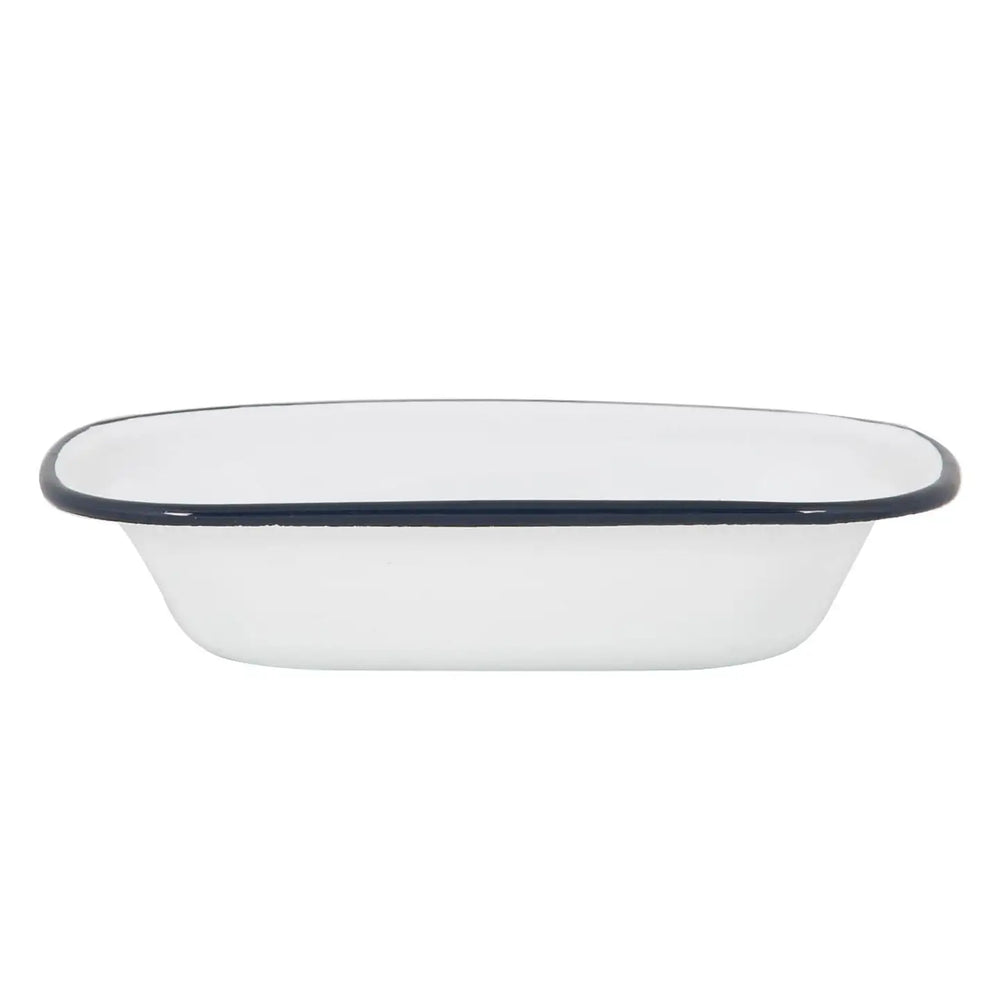 White & Blue Enamel Pie Dish