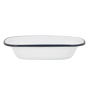 White & Blue Enamel Pie Dish