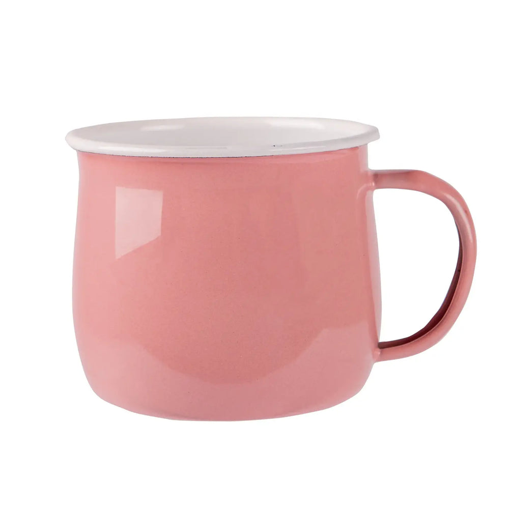 Coloured Enamel Belly Mug - 375ml - Pink