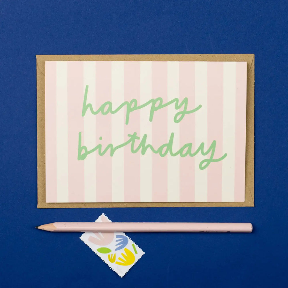 Birthday Stripes Card - Pink