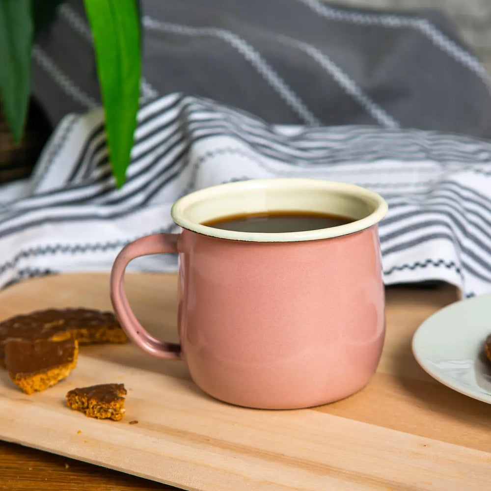 Coloured Enamel Belly Mug - 375ml - Pink