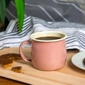 Coloured Enamel Belly Mug - 375ml - Pink