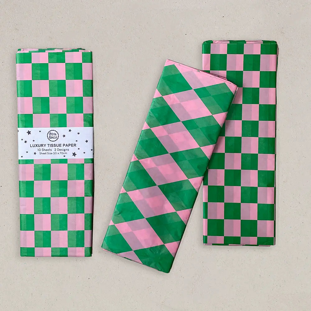 Luxury Tissue Paper Wrap - Green & Pink