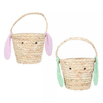 Straw Bunny Basket With Floppy Gingham Ears
