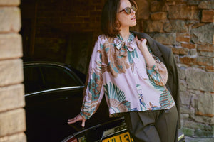 Crane Pussy Bow Blouse - Plaster Pink