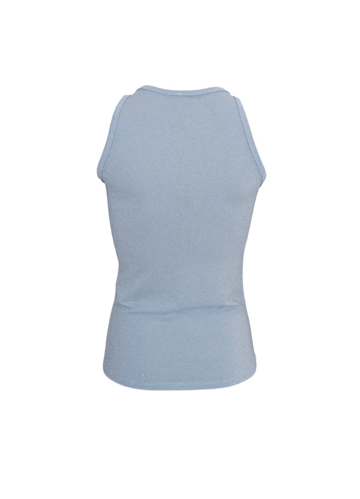Faye Lurex Strap Top - Ice Blue