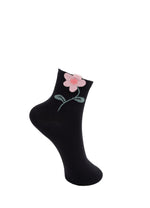 Deena Flower Sock - Black