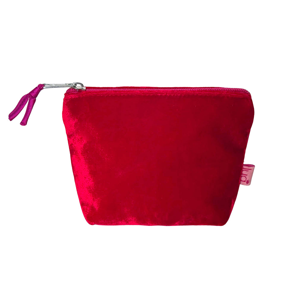 Silk Velvet Purse With Contrast Zip and Beaded Zip-Pull