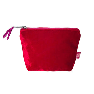 Silk Velvet Purse With Contrast Zip and Beaded Zip-Pull