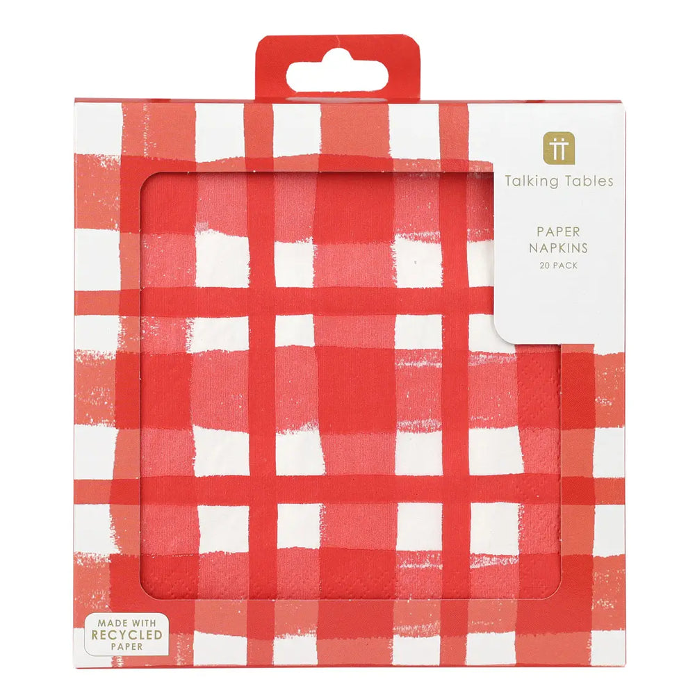 Red & White Check Napkins - Pack of 20
