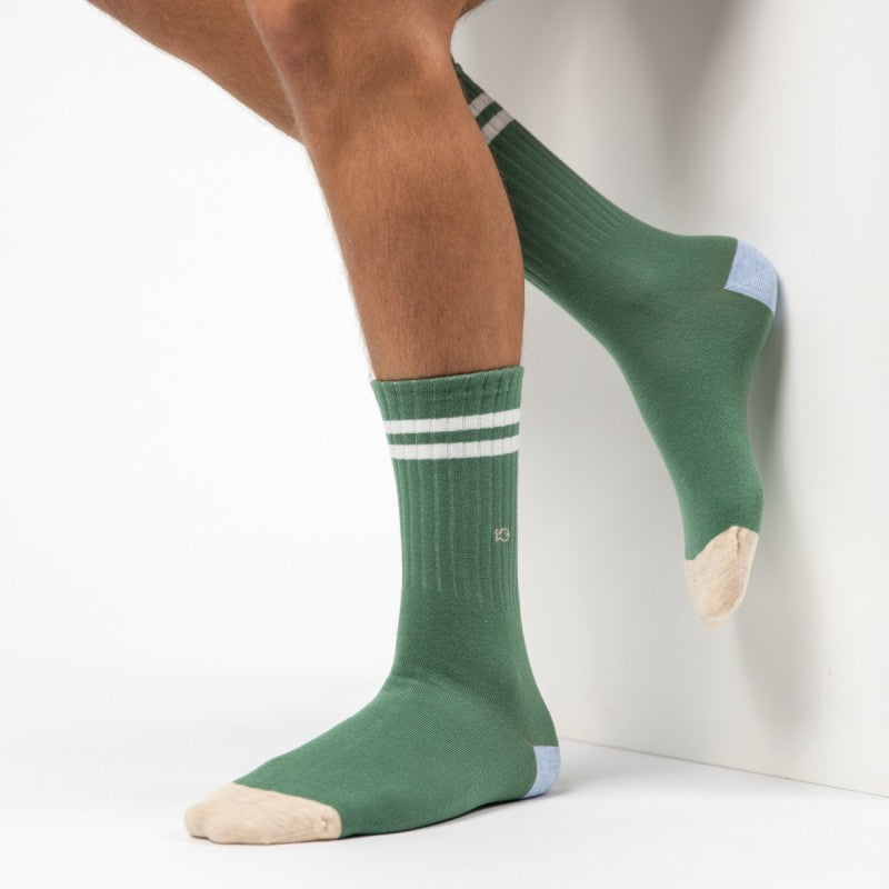 Men's Combed Cotton Retro Socks - Green