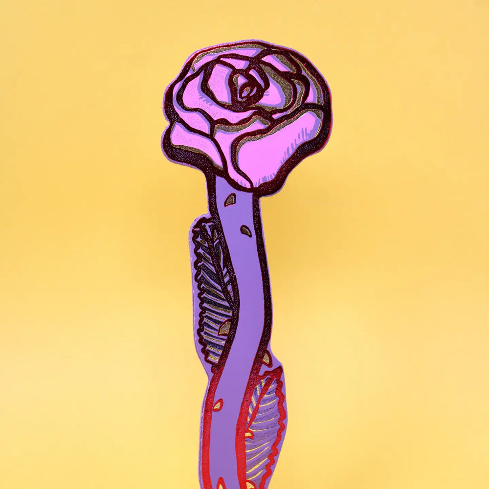 Embossed Leather Bookmark - Lilac Rose