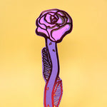 Embossed Leather Bookmark - Lilac Rose
