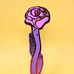 Embossed Leather Bookmark - Lilac Rose