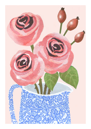 Roses in a Chintz Jug Card