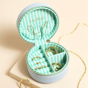 Mini Round Jewellery Case - Sky Blue