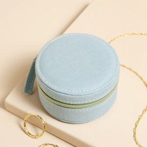 Mini Round Jewellery Case - Sky Blue