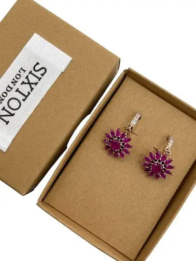 Ruby Flower Earrings