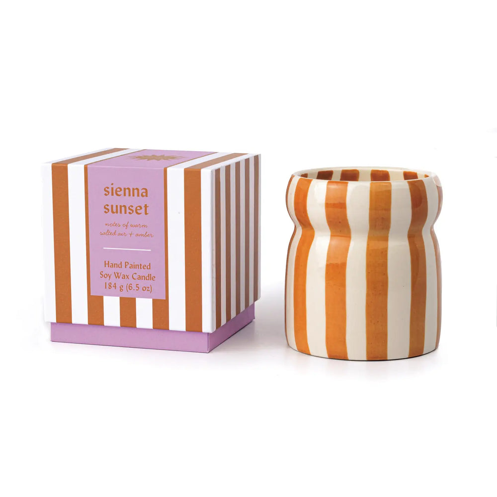 Paddywax Cabana 6.5oz/184g Rust Striped Ceramic Candle - Sienna Sunset Boxed