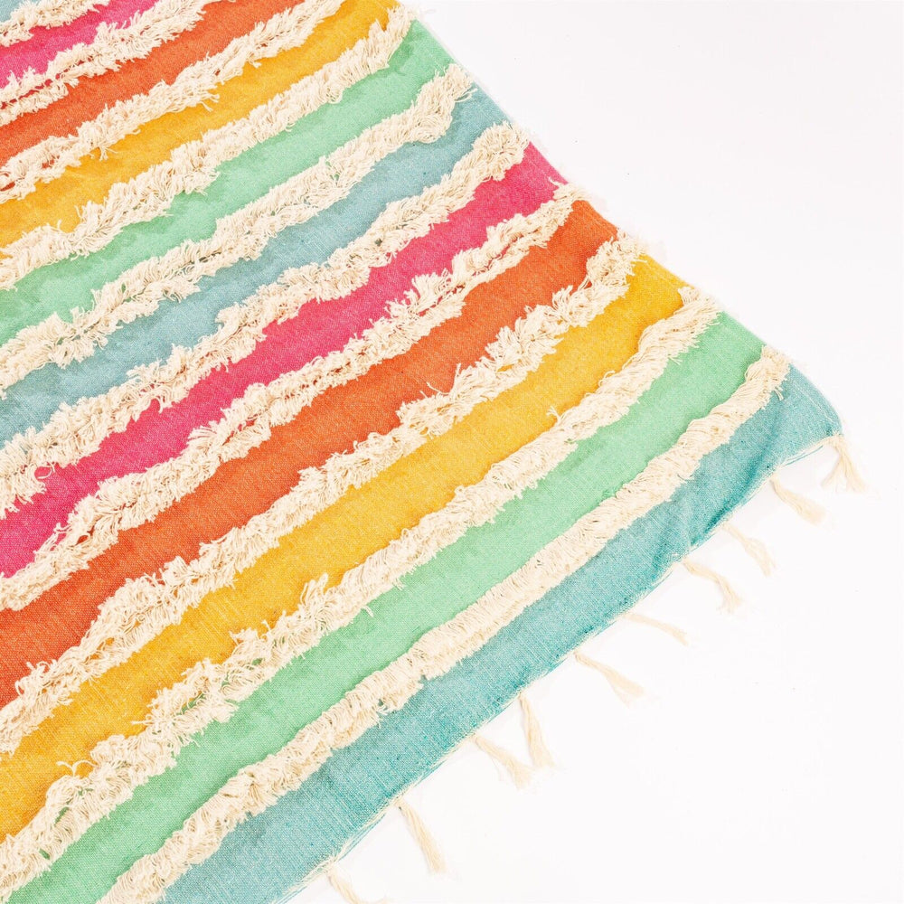 Rainbow Striped Tufted Blanket Throw