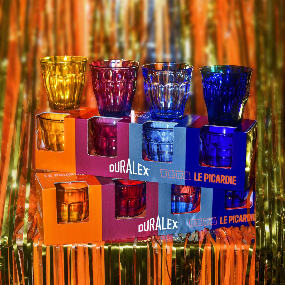 25cl Duralex Picardie Coloured Glass Tumblers - Gift Set of 4